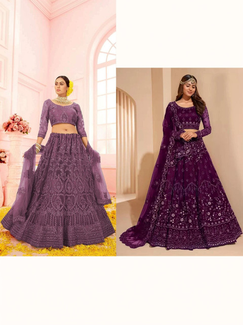 REELOVE FACTORY Embellished Sequinned Semi-Stitched Lehenga & Unstitched Blouse With Dupatta