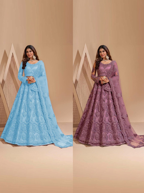 REELOVE FACTORY Embellished Sequinned Semi-Stitched Lehenga & Blouse With Dupatta