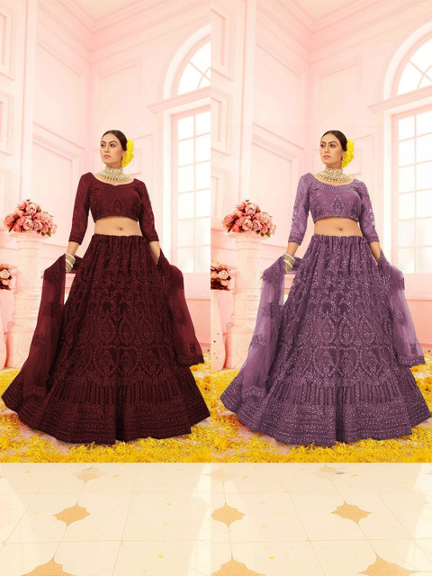 REELOVE FACTORY Embellished Sequinned Semi-Stitched Lehenga & Unstitched Blouse With Dupatta