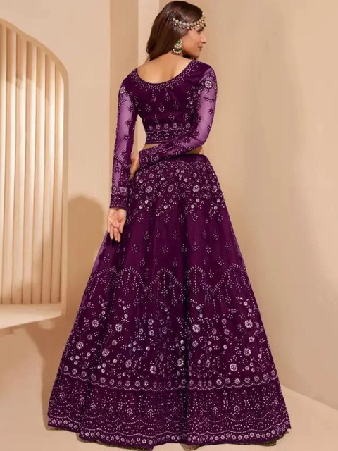 REELOVE FACTORY Embroidered Thread Work Semi-Stitched Lehenga & Blouse With Dupatta - Image 4