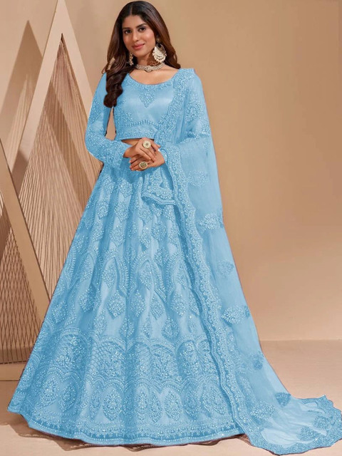 REELOVE FACTORY Embellished Sequinned Semi-Stitched Lehenga & Unstitched Blouse With Dupatta - Image 2