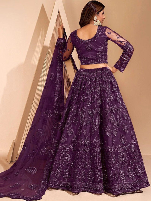 REELOVE FACTORY Embellished Sequinned Semi-Stitched Lehenga & Unstitched Blouse With Dupatta - Image 6