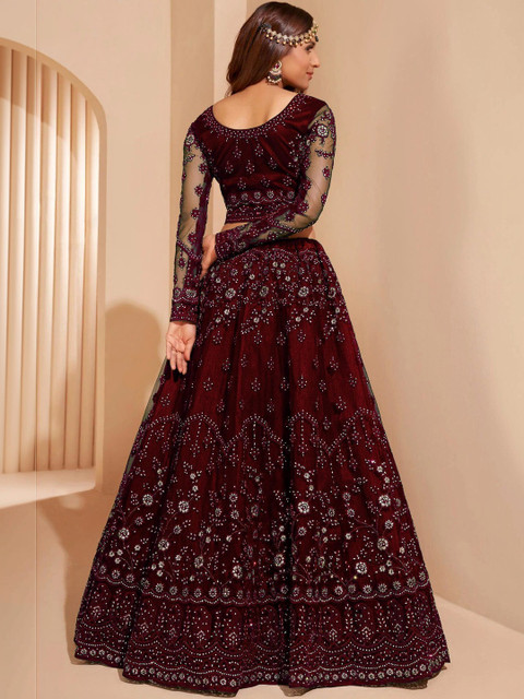 REELOVE FACTORY Embellished Sequinned Semi-Stitched Lehenga & Blouse With Dupatta - Image 3