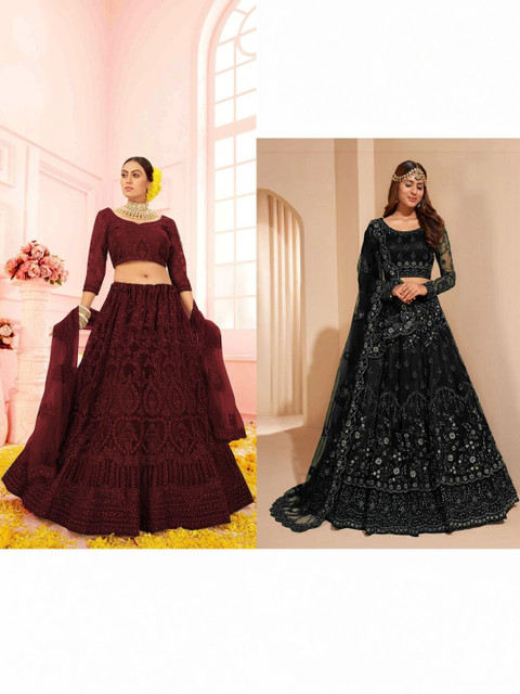 REELOVE FACTORY Embellished Sequinned Semi-Stitched Lehenga & Unstitched Blouse With Dupatta