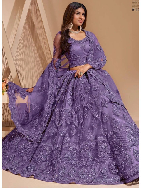 REELOVE FACTORY Embroidered Thread Work Semi-Stitched Lehenga & Unstitched Blouse With Dupatta - Image 2