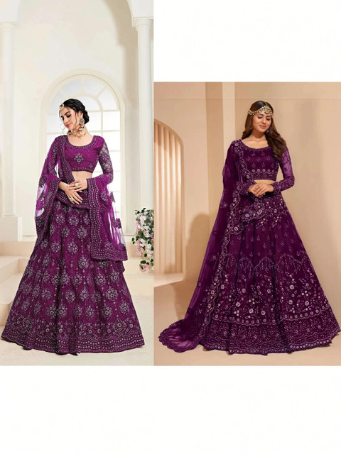 REELOVE FACTORY Embellished Sequinned Semi-Stitched Lehenga & Unstitched Blouse With Dupatta