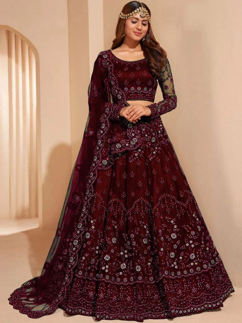 REELOVE FACTORY Embellished Sequinned Semi-Stitched Lehenga & Unstitched Blouse With Dupatta