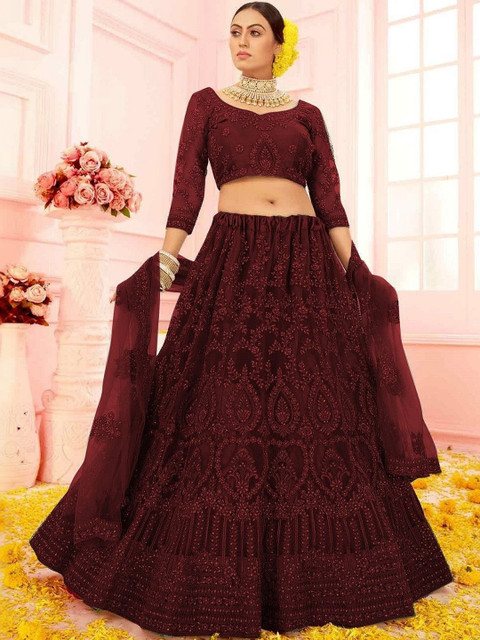 REELOVE FACTORY Embellished Sequinned Semi-Stitched Lehenga & Unstitched Blouse With Dupatta