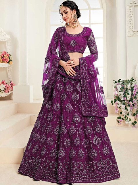 REELOVE FACTORY Embroidered Thread Work Semi-Stitched Lehenga & Unstitched Blouse With Dupatta