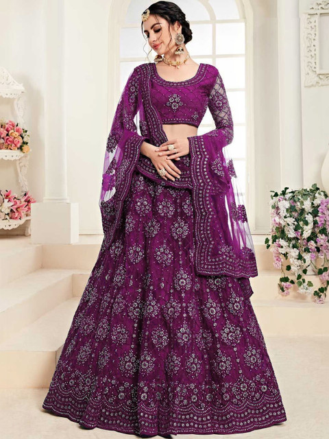 REELOVE FACTORY Embellished Sequinned Semi-Stitched Lehenga & Unstitched Blouse With Dupatta