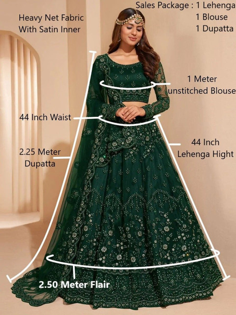 REELOVE FACTORY Embellished Sequinned Semi-Stitched Lehenga & Unstitched Blouse With Dupatta - Image 7