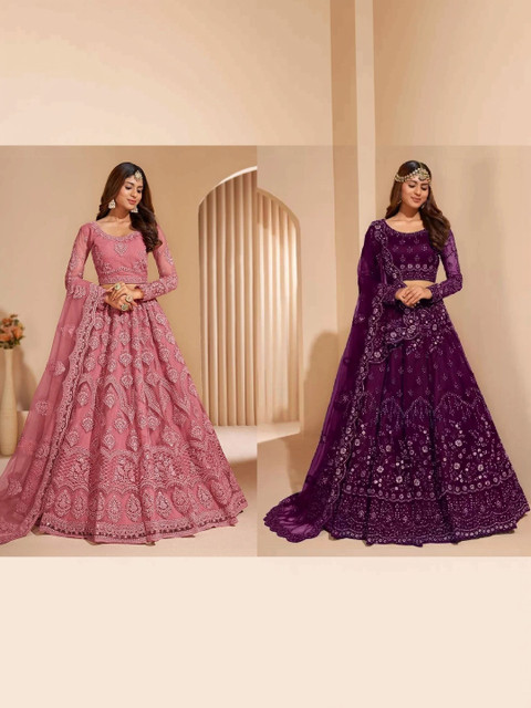 REELOVE FACTORY Embroidered Thread Work Semi-Stitched Lehenga & Blouse With Dupatta - Image 2