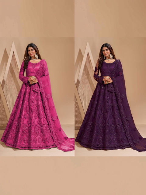 REELOVE FACTORY Embellished Sequinned Semi-Stitched Lehenga & Unstitched Blouse With Dupatta