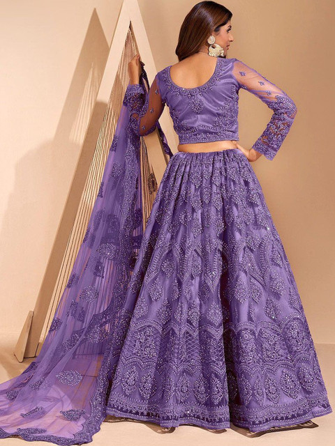 REELOVE FACTORY Embellished Sequinned Semi-Stitched Lehenga & Unstitched Blouse With Dupatta - Image 4
