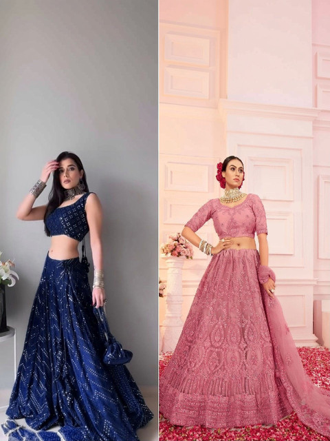 REELOVE FACTORY Embellished Sequinned Semi-Stitched Lehenga & Unstitched Blouse - Image 2