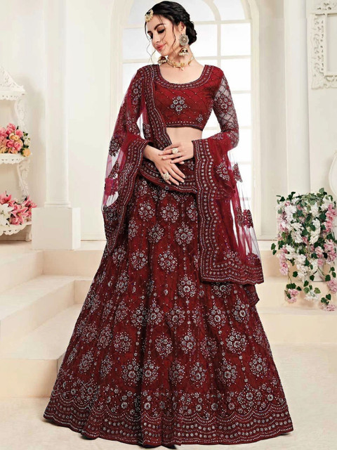 REELOVE FACTORY Embellished Sequinned Semi-Stitched Lehenga & Blouse With Dupatta