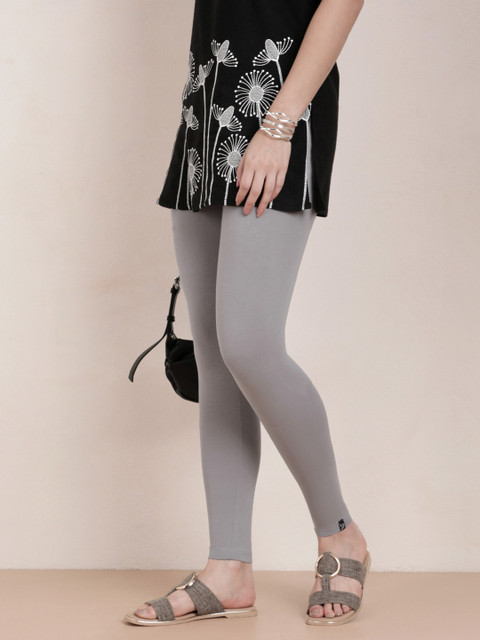 TWIN BIRDS Women Grey Solid Ankle-Length Leggings - Image 5