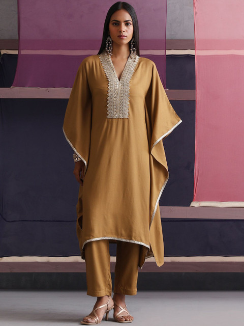 Khushal K Embroidered Top With Palazzos Co-Ords