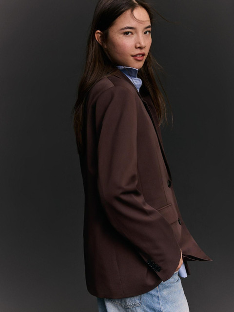 Bershka Solid Notched Lapel Blazer - Image 2