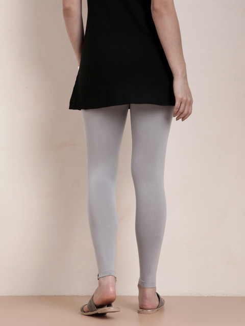 TWIN BIRDS Women Grey Solid Ankle-Length Leggings - Image 3