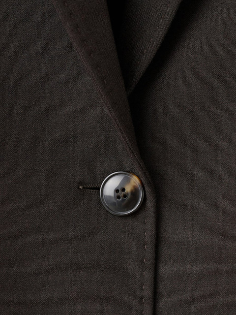 MANGO Single-Breasted Padded Shoulder Notched Lapel Collar Blazer - Image 6