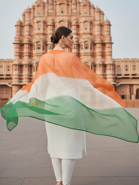 Lookmark Tricolor Ombre Dyed Dupatta - Image 6
