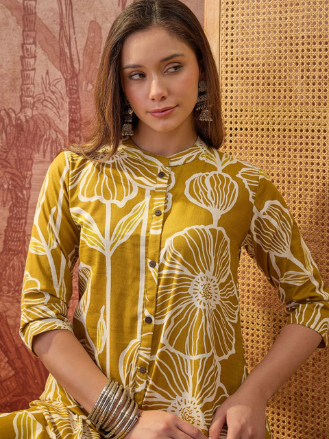 Sangria Women Printed Round Neck Kurta - Image 3