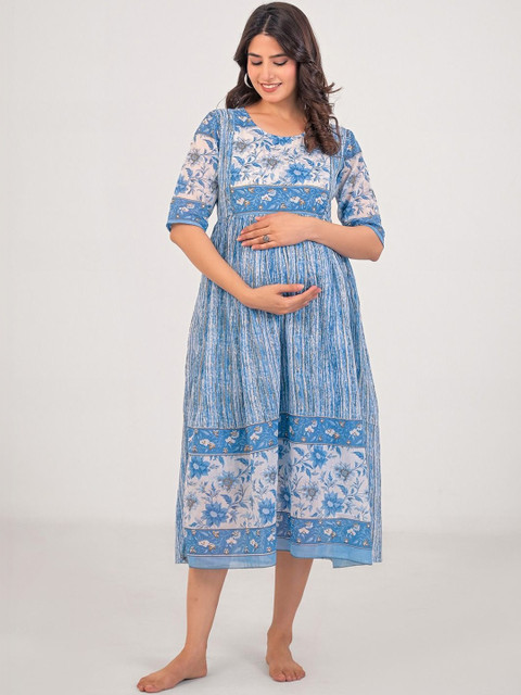 Pahiya Floral Print Empire Midi Dress