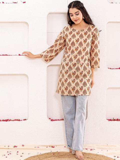 HERE&NOW Ethnic Motifs Printed Pure Cotton Kurti