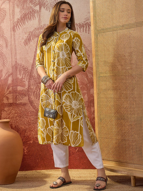 Sangria Women Printed Round Neck Kurta - Image 6