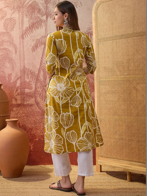 Sangria Women Printed Round Neck Kurta - Image 2