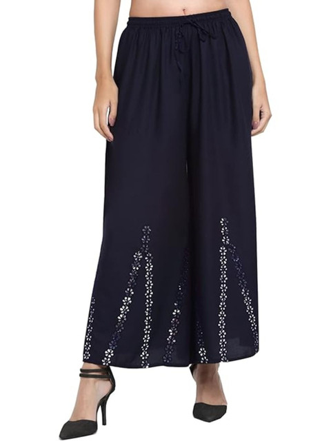 AFFLEON Women Floral Embellished Flared Ethnic Palazzos