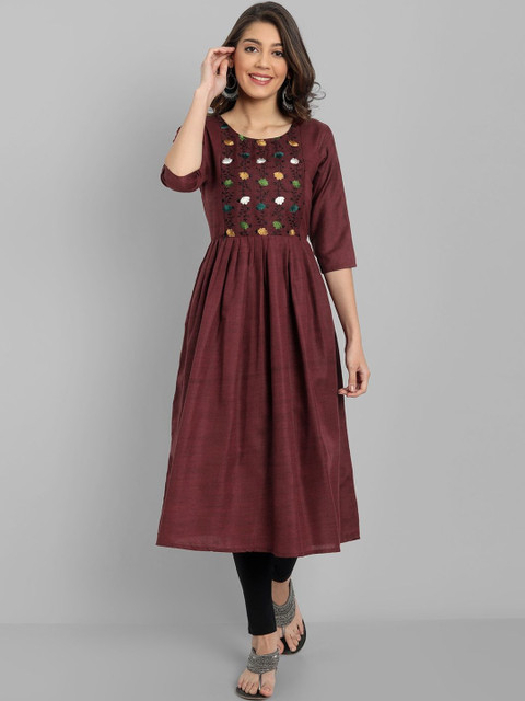 Fabriza Women Floral Embroidered Floral Maternity Anarkali Kurta