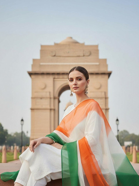 Lookmark Tricolor Ombre Dyed Dupatta - Image 4