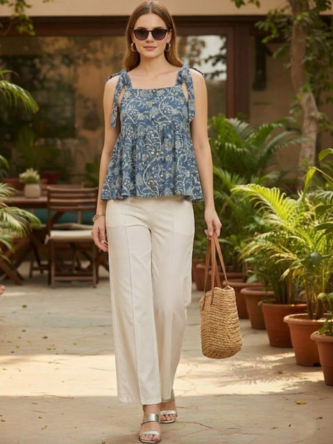 R.Code by The Roadster Life Co. Floral Print Cotton Blend Top