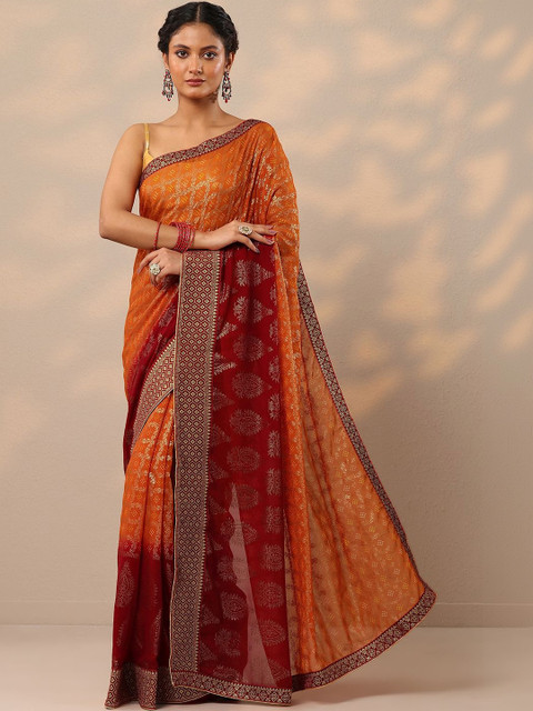 Libas Woven Design Zari Pure Georgette Heavy Work Saree