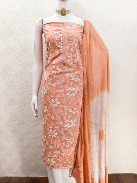 HERE&NOW Printed Pure Cotton Unstitched Dress Material - Image 3