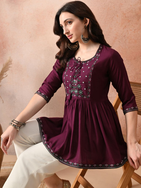 Anouk Mirage Floral Embroidered Thread Work Thread Work Empire Kurti