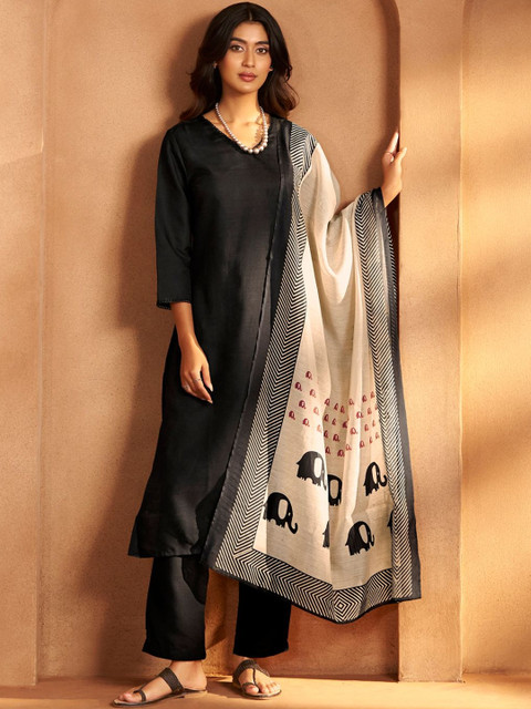 Anouk Women Ethnic Motifs Regular Kurta with Trousers & With Dupatta