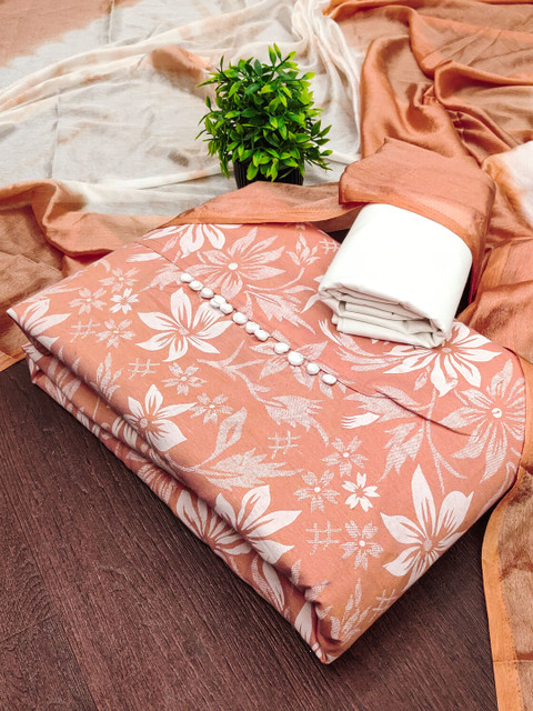 HERE&NOW Printed Pure Cotton Unstitched Dress Material