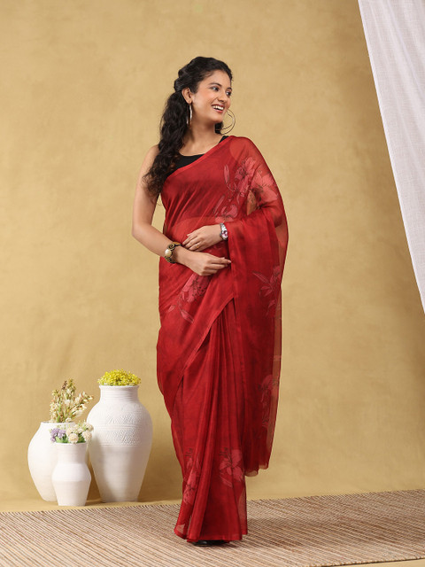 Garden Vareli Floral Printed Pure Chiffon Saree