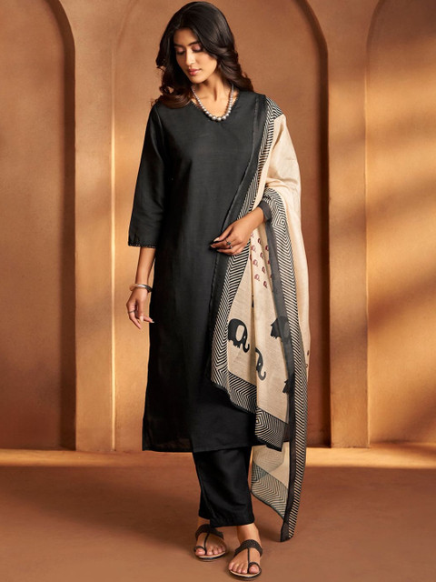 Anouk Women Ethnic Motifs Regular Kurta with Trousers & With Dupatta - Image 3