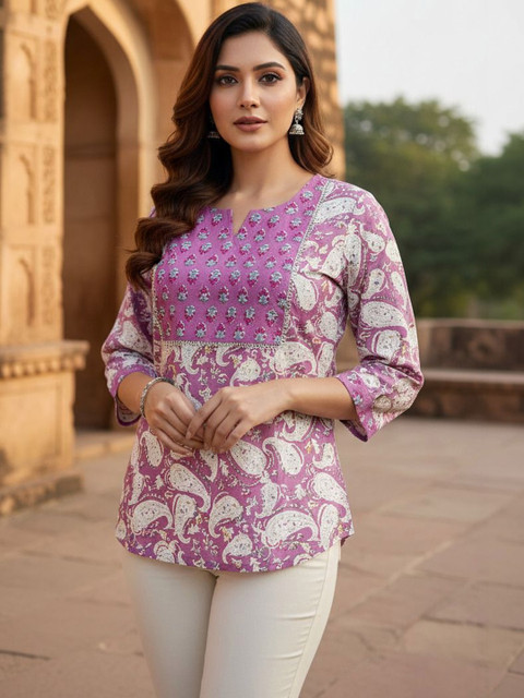 KALINI Print Ethnic Cotton Top