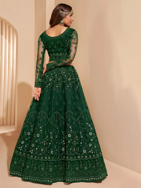 REELOVE FACTORY Embellished Sequinned Semi-Stitched Lehenga & Blouse With Dupatta - Image 4