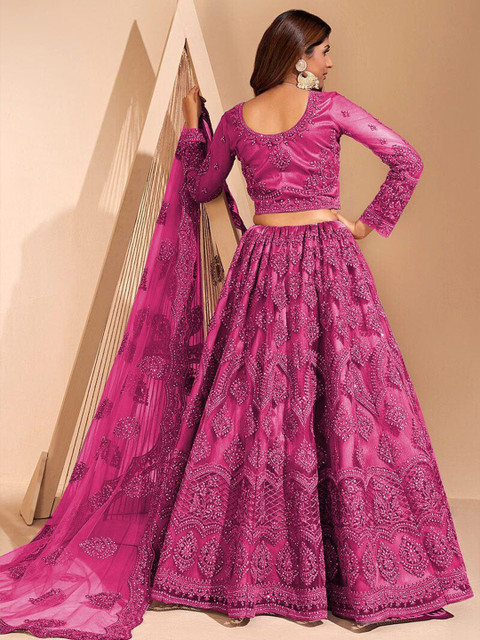 REELOVE FACTORY Embellished Sequinned Semi-Stitched Lehenga & Unstitched Blouse With Dupatta - Image 3