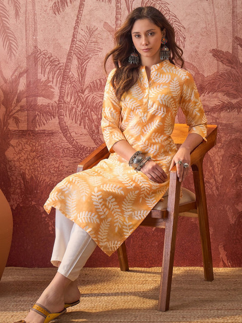 Sangria Printed Mandarin Collar Calf Length Straight Kurtas - Image 5