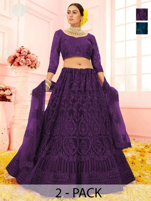 REELOVE FACTORY Embroidered Semi-Stitched Lehenga & Unstitched Blouse With Dupatta