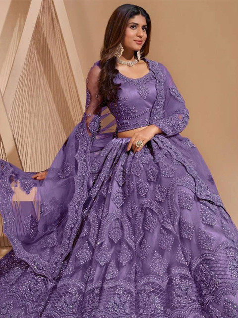 REELOVE FACTORY Embroidered Sequinned Semi-Stitched Lehenga & Unstitched Blouse With Dupatta - Image 5