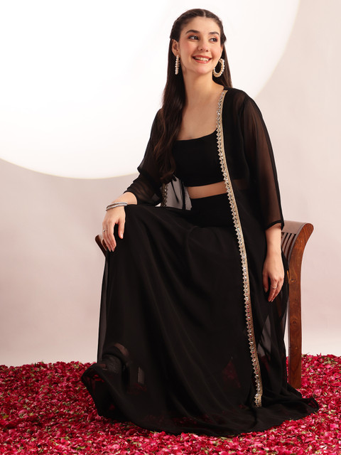 Vbuyz Women Regular Gotta Patti Top with Palazzos & With Shrug