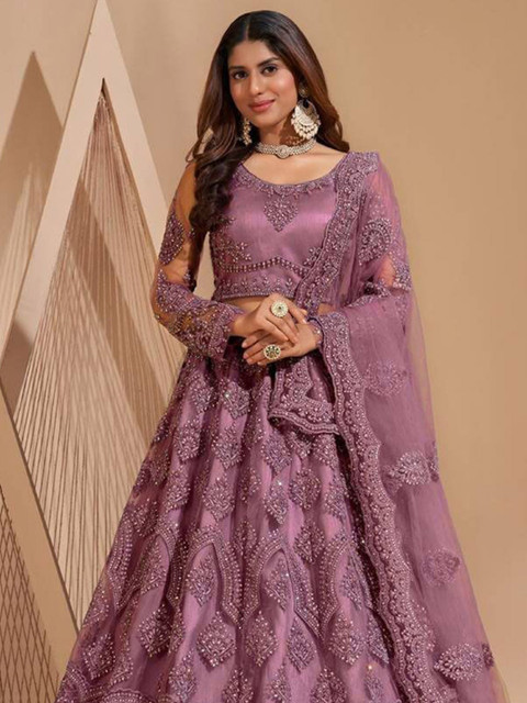 REELOVE FACTORY Embellished Sequinned Semi-Stitched Lehenga & Unstitched Blouse With Dupatta - Image 5